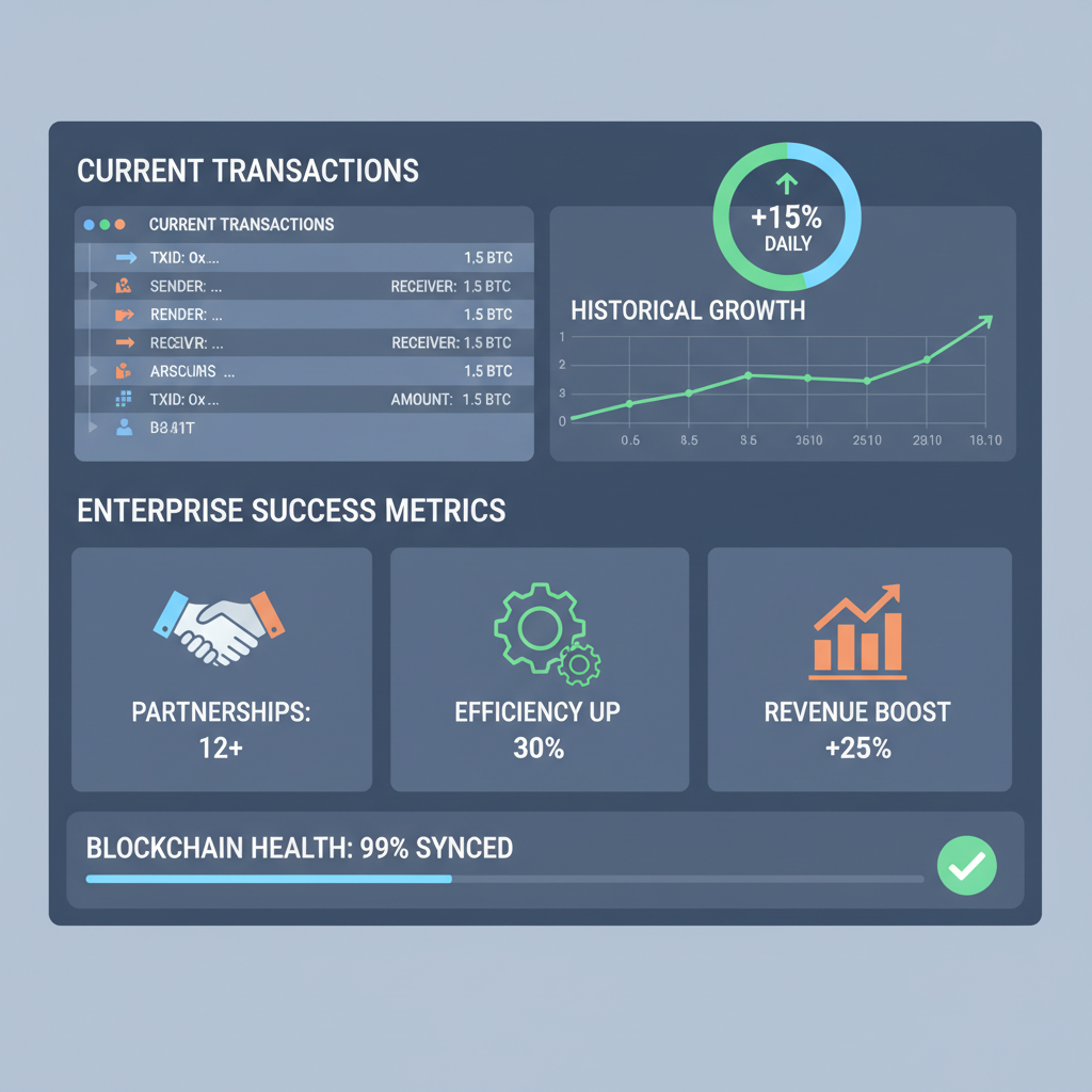 live blockchain subnet dashboard showing transactions, growth charts, enterprise success metrics