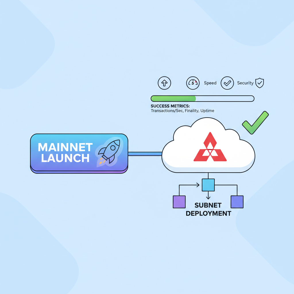 mainnet launch button, Avalanche subnet deploying to cloud, success metrics